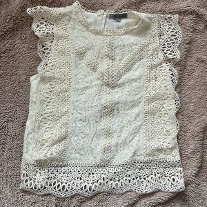 Cream lace blouse/top with back zipper